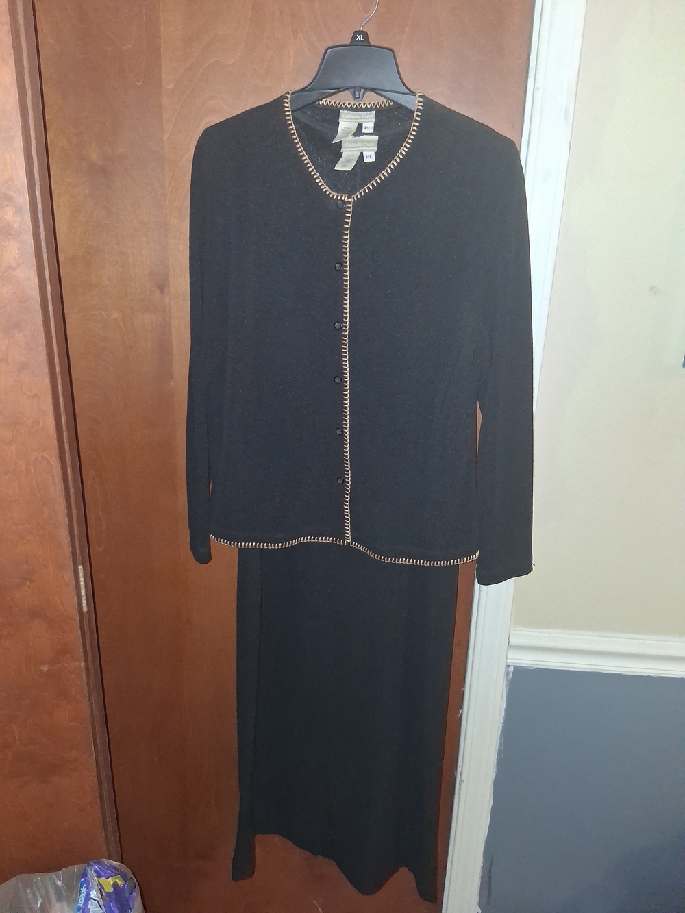 Coldwater Creek Black Maxi Dress with Gold Trim